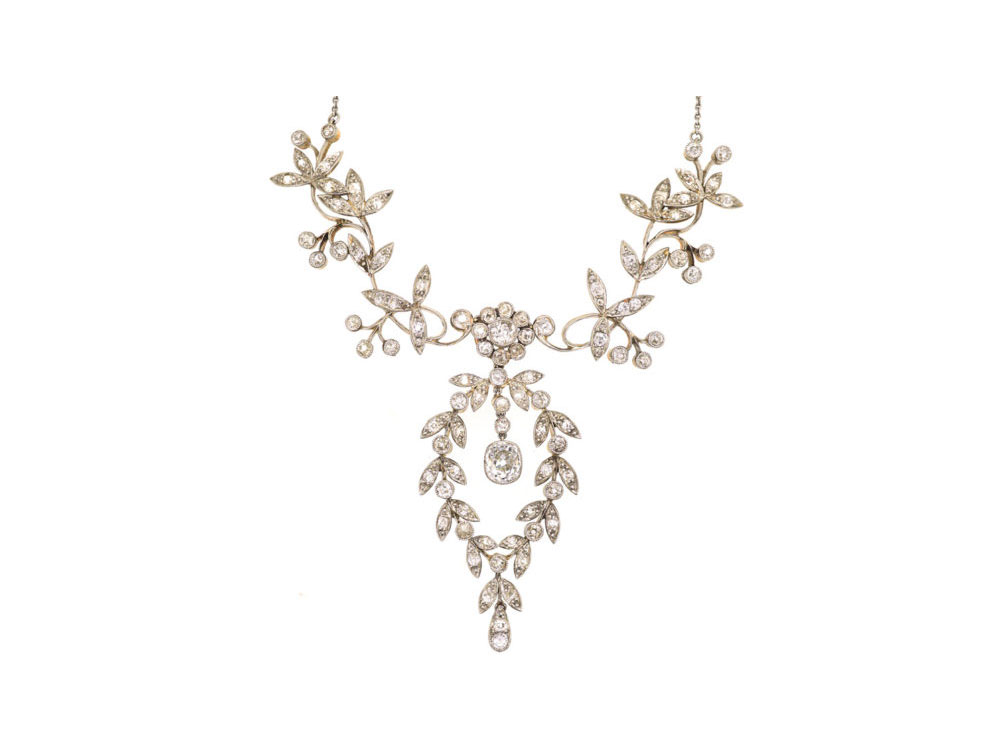 Edwardian Platinum & Diamond Festoon Necklace