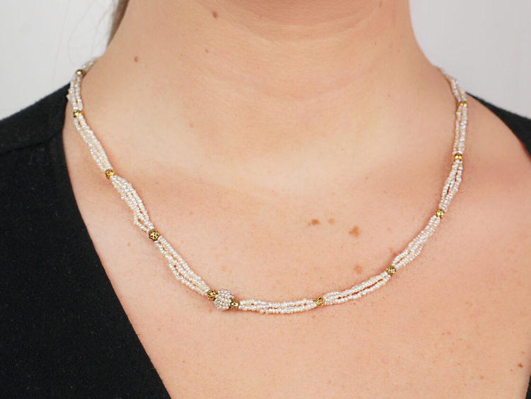 Edwardian Seed Pearl & Gold Necklace