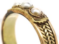 Victorian 9ct Gold Ring set with Three Natural Split Pearls