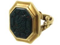 19th Century Signet Ring set with a Bloodstone Intaglio with Grapes