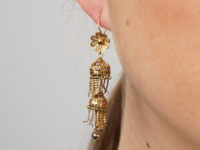 Georgian Filigree 18ct Gold Drop Earrings