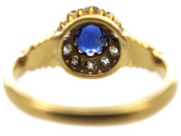 Victorian 18ct Gold Sapphire & Diamond Cluster Ring