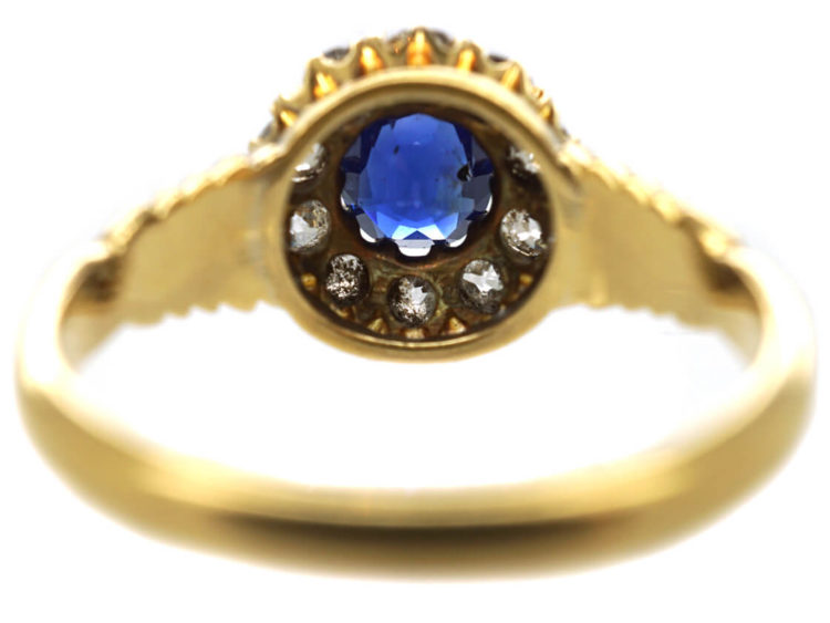 Victorian 18ct Gold Sapphire & Diamond Cluster Ring