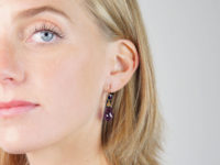 Edwardian 15ct Gold & Amethyst Pear Shaped Drop Earrings