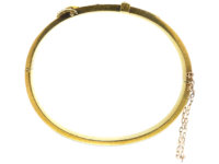 Edwardian 15ct Gold Buckle Bangle set with Diamonds & Natural Split Pearls