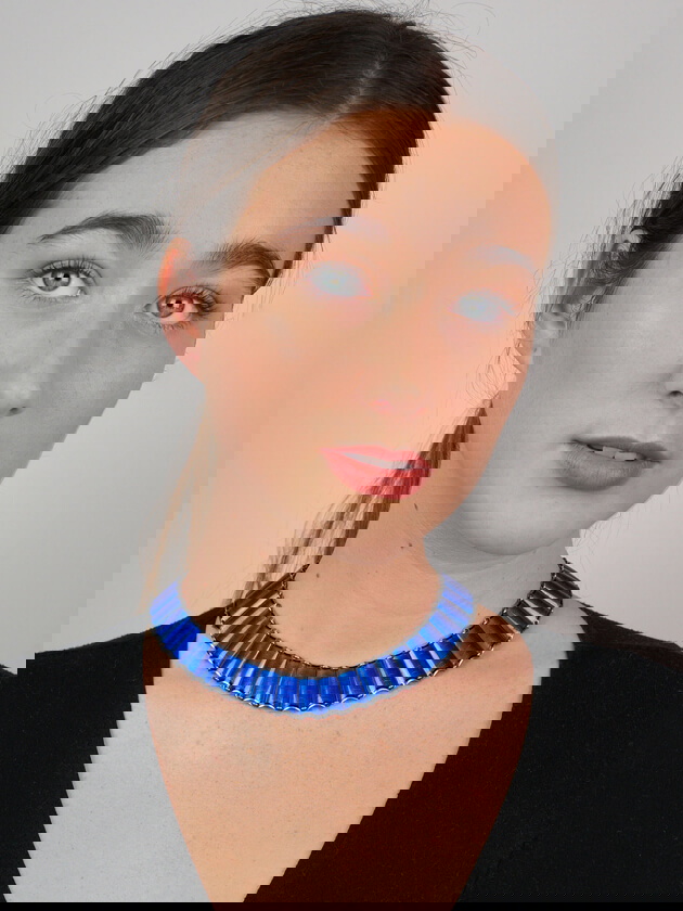 Silver & Blue Enamel Collar by Einar Modahl