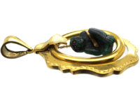 Victorian 18ct Gold & Malachite Carved Monkey Pendant