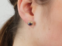 18ct Gold Tanzanite ​& Diamond Cluster Earrings