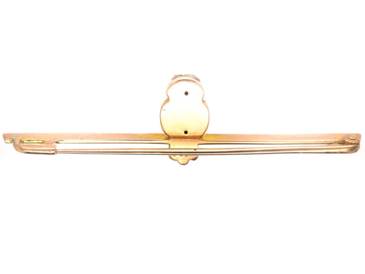 Edwardian 9ct Gold Wise Owl Brooch