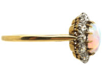 Edwardian 18ct Gold and Platinum, Opal & Diamond Cluster Ring