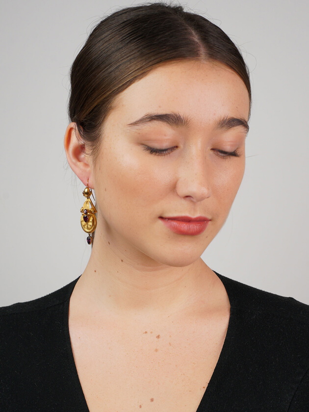Victorian 15ct Gold & Almandine Garnet Drop Earrings