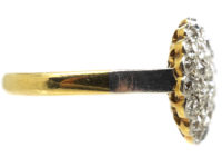 Late Edwardian 18ct Gold & Platinum, Diamond Triple Row Pave Set Cluster Ring