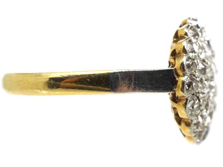 Late Edwardian 18ct Gold & Platinum, Diamond Triple Row Pave Set Cluster Ring