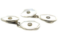 Art Deco 18ct White Gold Mother of Pearl & Diamond Cufflinks