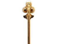 French 18ct Gold, Natural Pearl & Rose Diamond Tie Pin