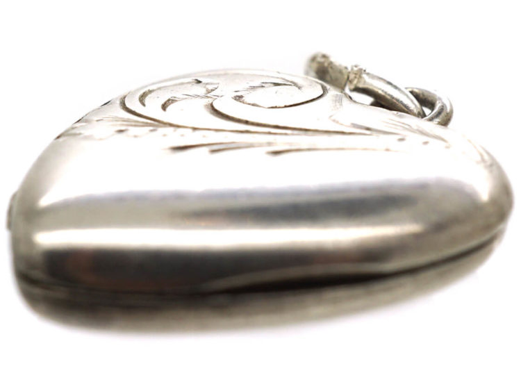 Mid Century Heart Shaped Silver Locket