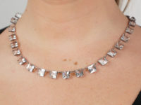 Art Deco Silver & Square Paste Necklace