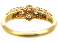 Edwardian 18ct Gold Diamond Carved Half Hoop Ring