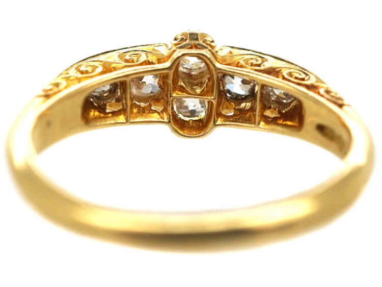 Edwardian 18ct Gold Diamond Carved Half Hoop Ring