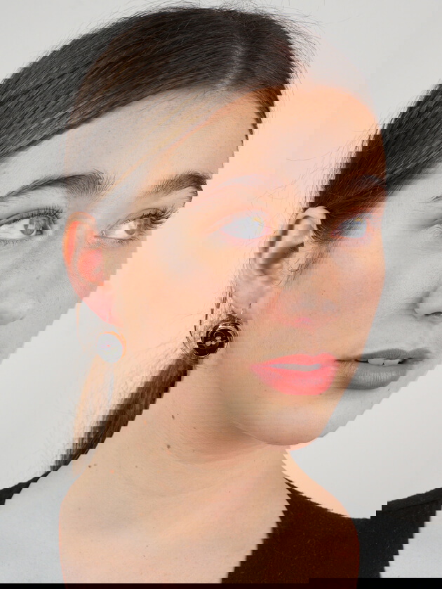 Victorian 9ct Gold & Pietra Dura Flower Earrings