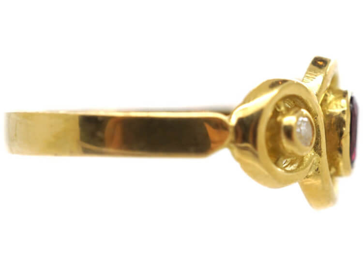 18ct Gold Ruby & Diamond Triple Twist Ring