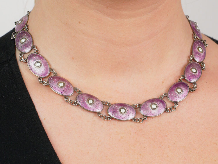Silver & Enamel Necklace By J. Tostrup