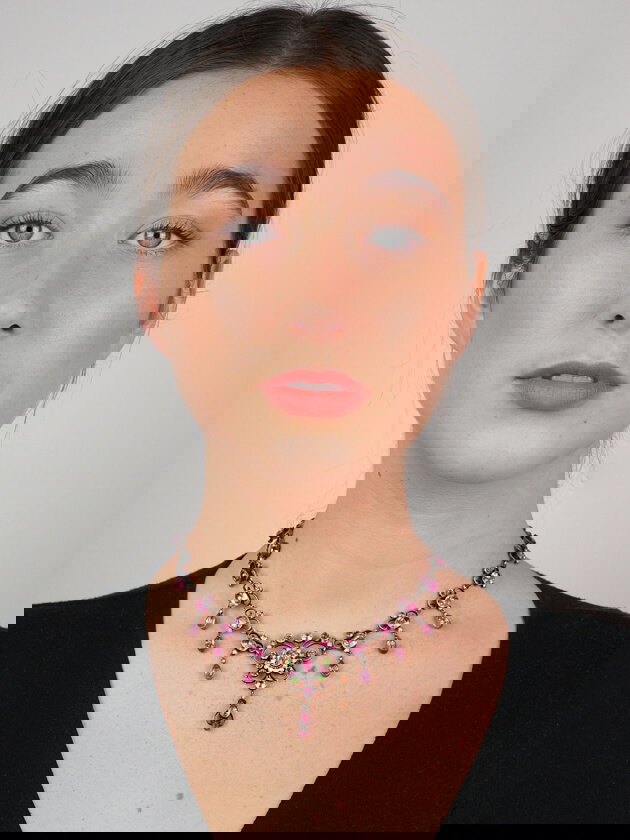 Edwardian Silver & Paste Necklace in Original Case