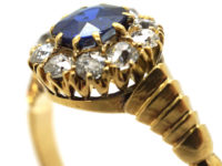Victorian 18ct Gold Sapphire & Diamond Cluster Ring
