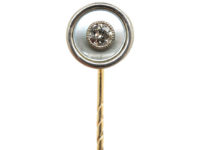 Art Deco 18ct Gold, Platinum & Mother of Pearl Tie Pin set with a Diamond
