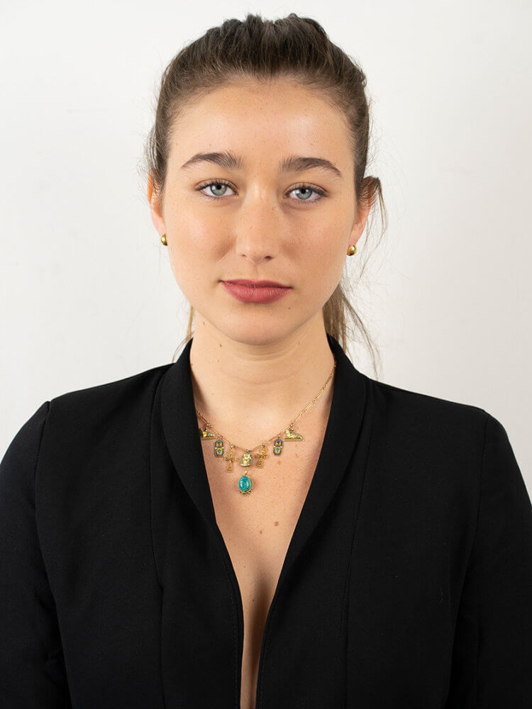 Art Deco 9ct Gold & Enamel Egyptian Revival Necklace