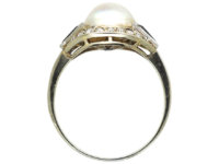 Art Deco 18ct White Gold, Onyx, Pearl & Diamond Ring
