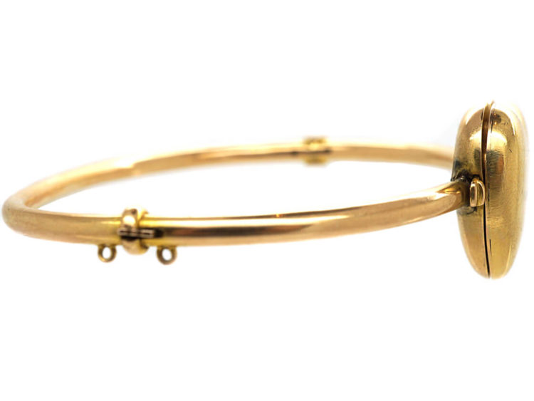 Edwardian 15ct Gold Heart Shape Locket on Bangle