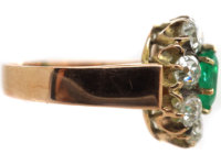 Retro 18ct Rose Gold Emerald Cluster Ring