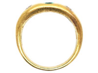 18ct Gold Emerald & Diamond Rub Over Set Ring