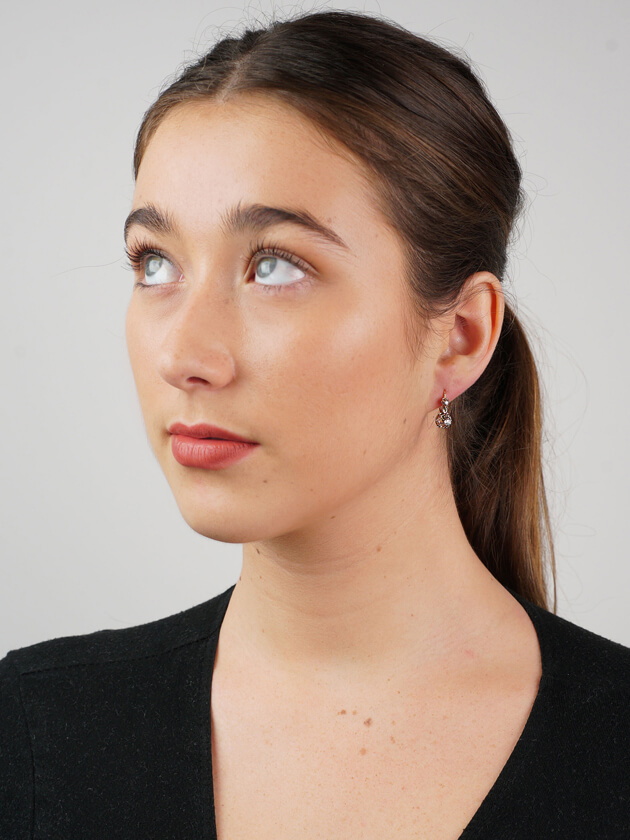French 18ct Gold Two Stone Diamond Drop Earrings