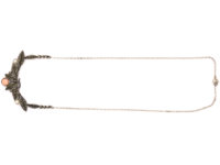 Art Deco Silver, Marcasite, Coral & Pearl Necklace