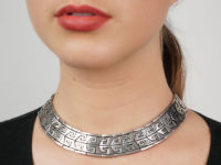 Mexican Indian Design Silver Collar