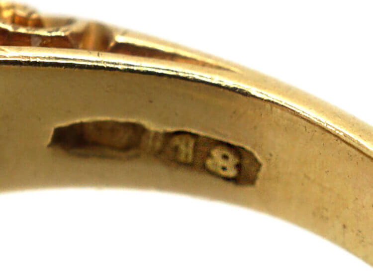 Edwardian 18ct Gold Diamond Carved Half Hoop Ring