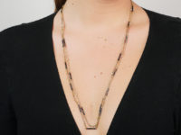 Austrian 14ct Gold, Enamel & Natural Pearl Long Guard Chain