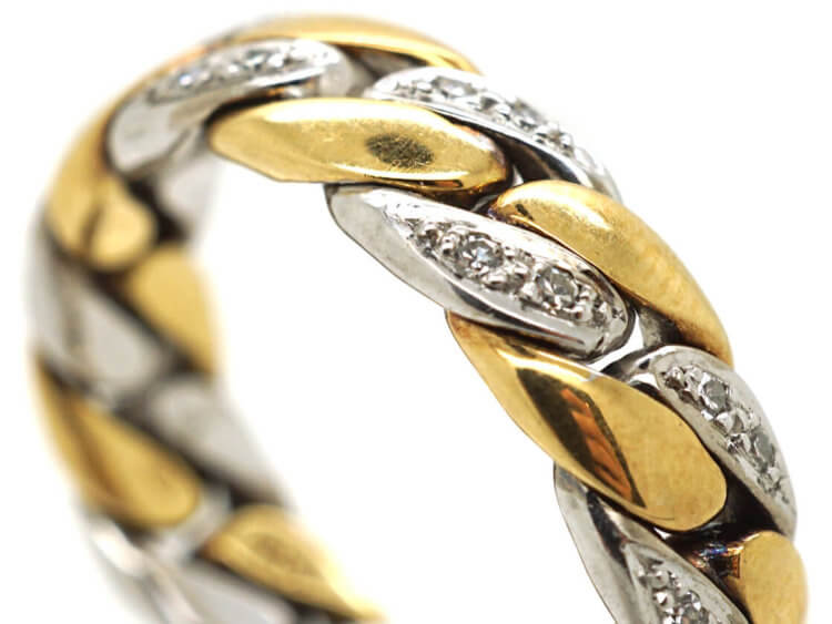 18ct White & Yellow Gold Ring set with Diamonds