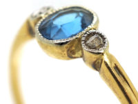 18ct Gold Aquamarine & Diamond Three Stone Ring