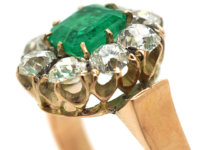 Retro 18ct Rose Gold Emerald Cluster Ring