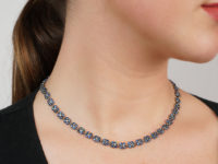 Silver, Paste & Marcasite Flowers Necklace