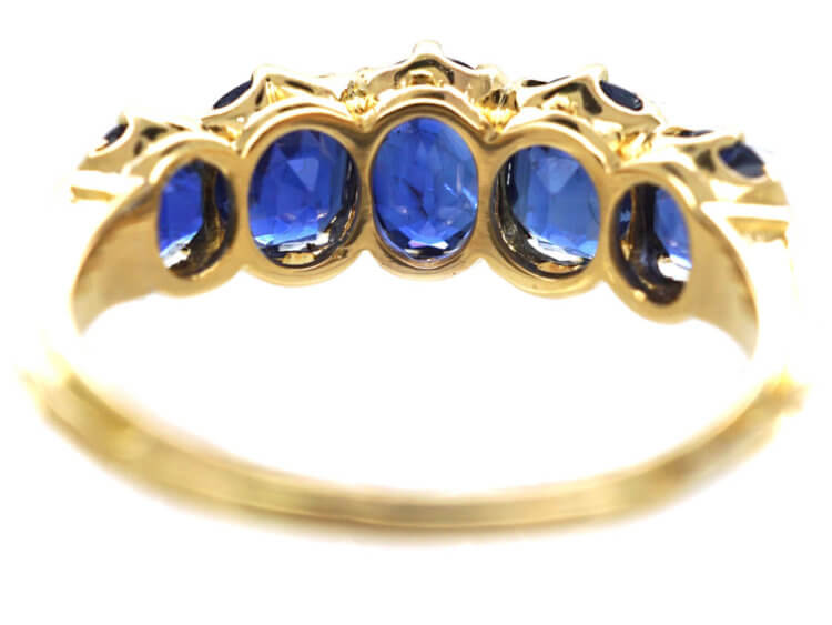 Victorian 18ct Gold & Sapphire Five Stone Ring