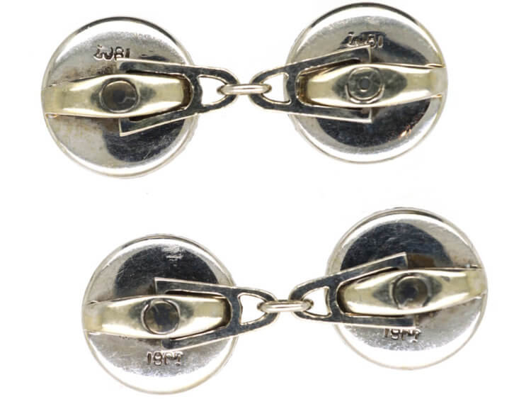 Art Deco 18ct White Gold Mother of Pearl & Diamond Cufflinks