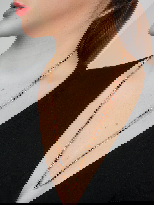 Austrian 14ct Gold, Enamel & Natural Pearl Long Guard Chain