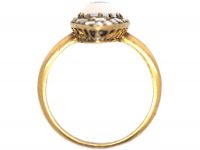 Edwardian 18ct Gold Marquise Shaped Diamond & Moonstone Ring