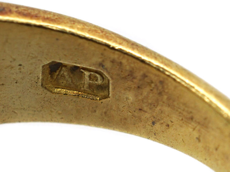 18ct Gold Emerald & Diamond Rub Over Set Ring