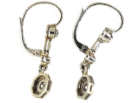 Art Deco 14ct White Gold & Diamond Drop Earrings
