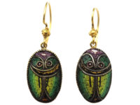 Victorian 15ct Gold & Micro Mosaic Scarab Earrings
